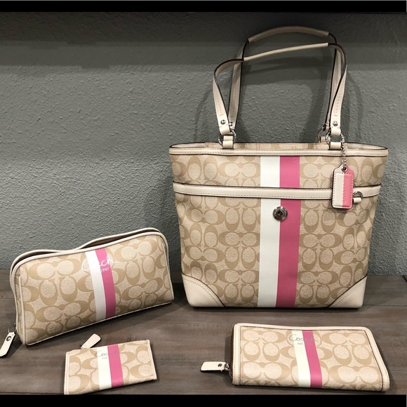 Coach Handbags - Authentic Signature Coach 4 Piece Handbag
